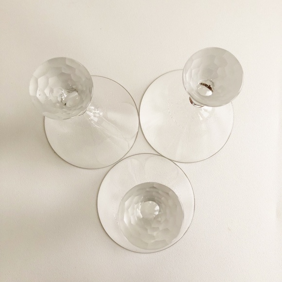 3-Martini Glass Frosted Honeycomb Weighted Stem 2" Thick Hand Blown Z Gallerie? - Picture 4 of 11